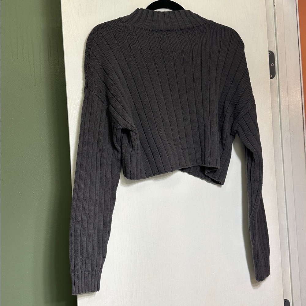 Charcoal Ribbed Knit Sweater - Picture 2 of 2